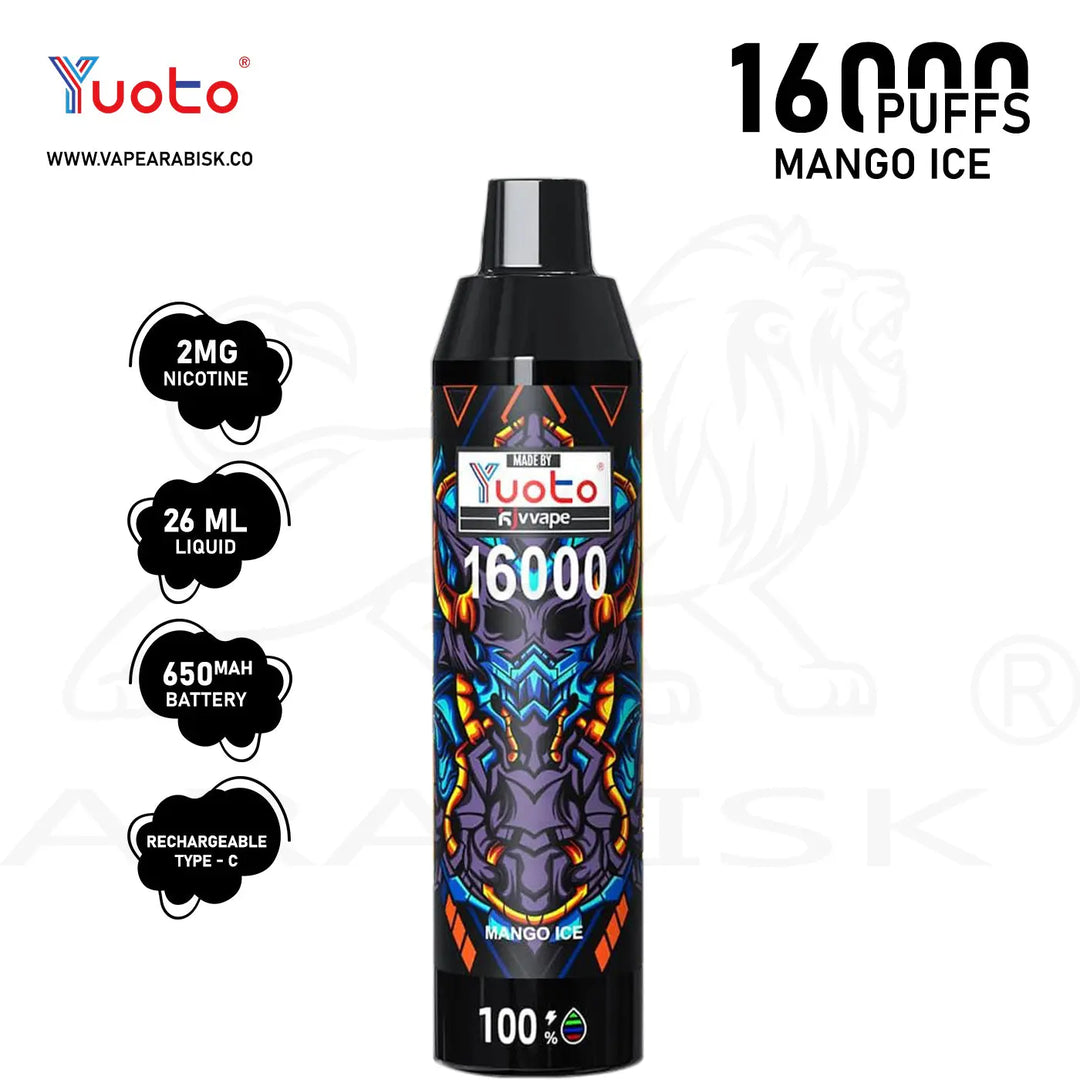 YUOTO KJV DEVIL 16000 PUFFS 2MG - MANGO ICE Yuoto