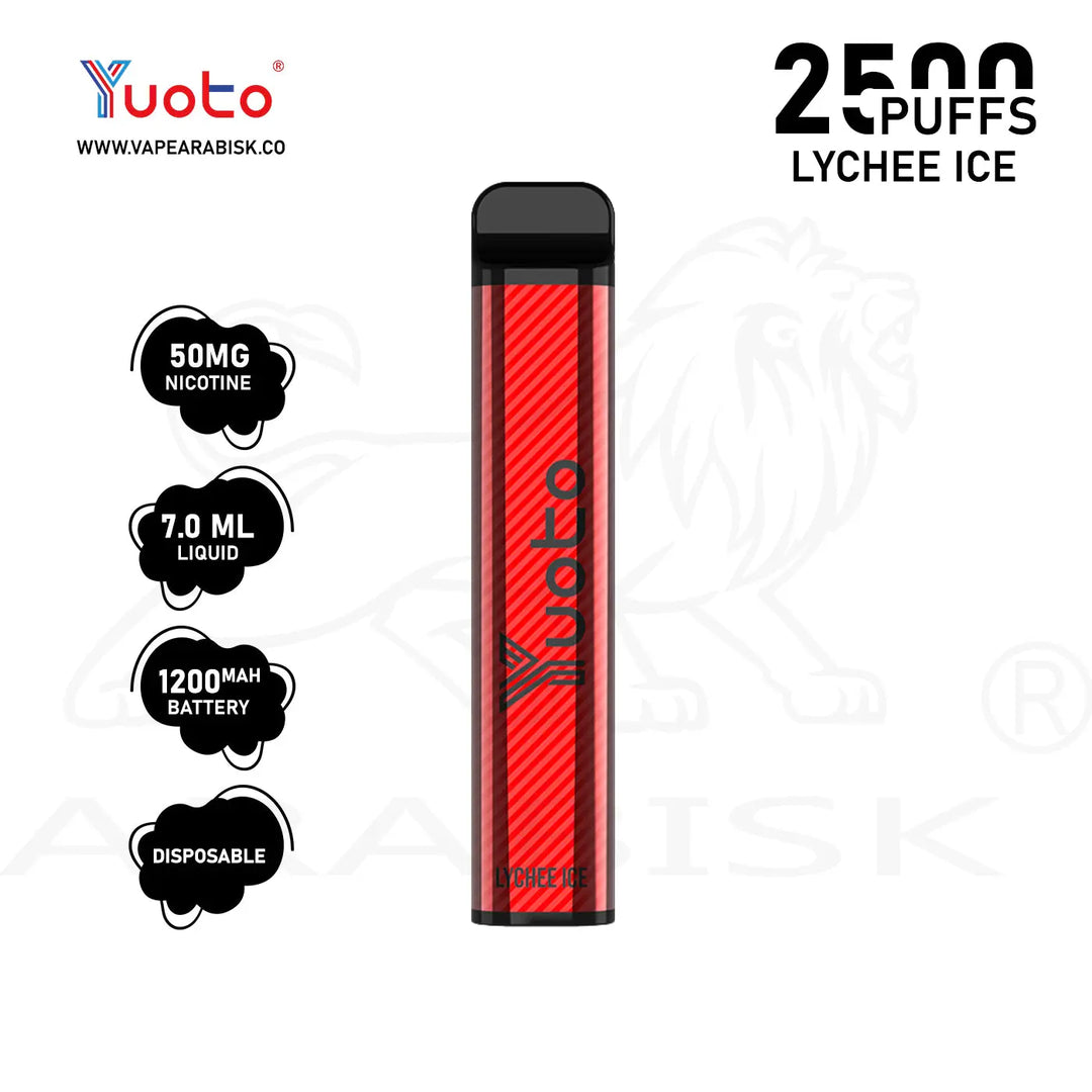 YUOTO XXL 2500 PUFFS 50MG - LYCHEE ICE Yuoto