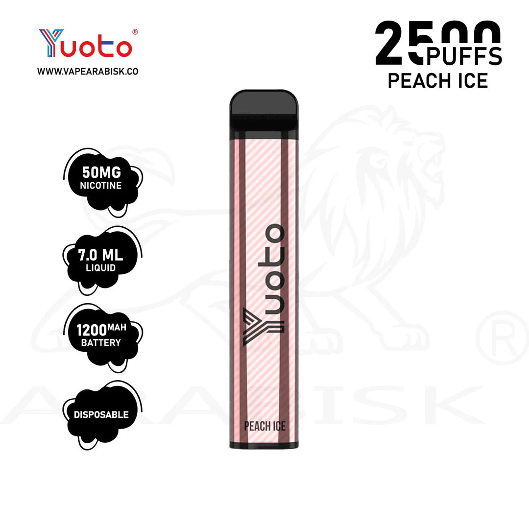 YUOTO XXL 2500 PUFFS 50MG - PEACH ICE Yuoto