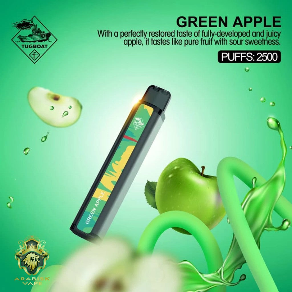 TUGBOAT XXL - Green Apple Disposable Pod Device 50mg 2500 Puffs Tugboat