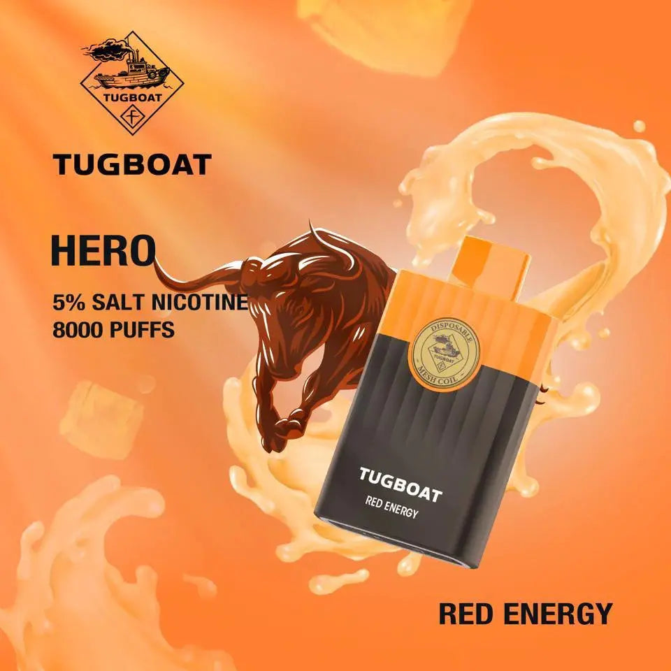 Tugboat Hero Disposable Pod Device Red Energy 8000 Puffs 50 Mg tugboat