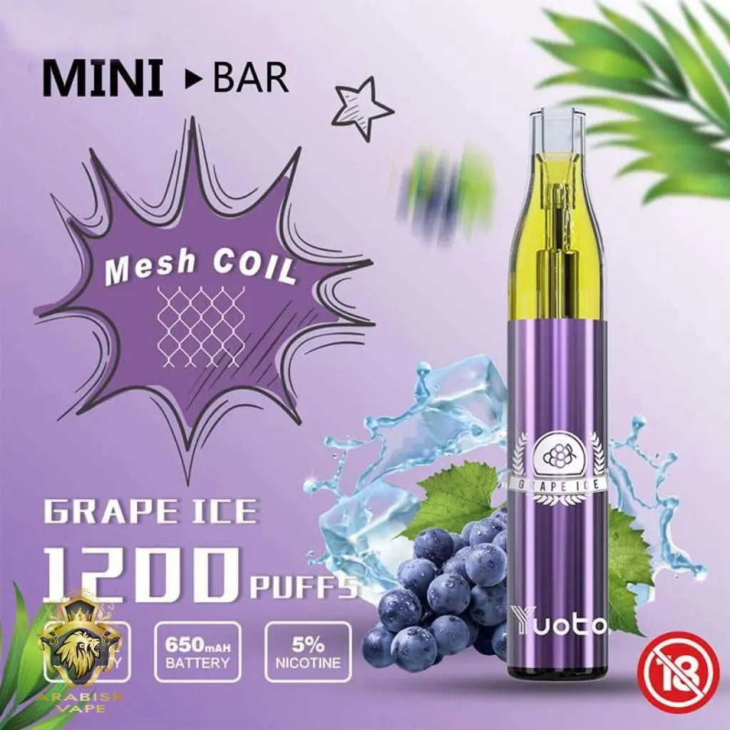 Yuoto Mini Bar - Grape Ice 1200 Puffs 50mg Yuoto